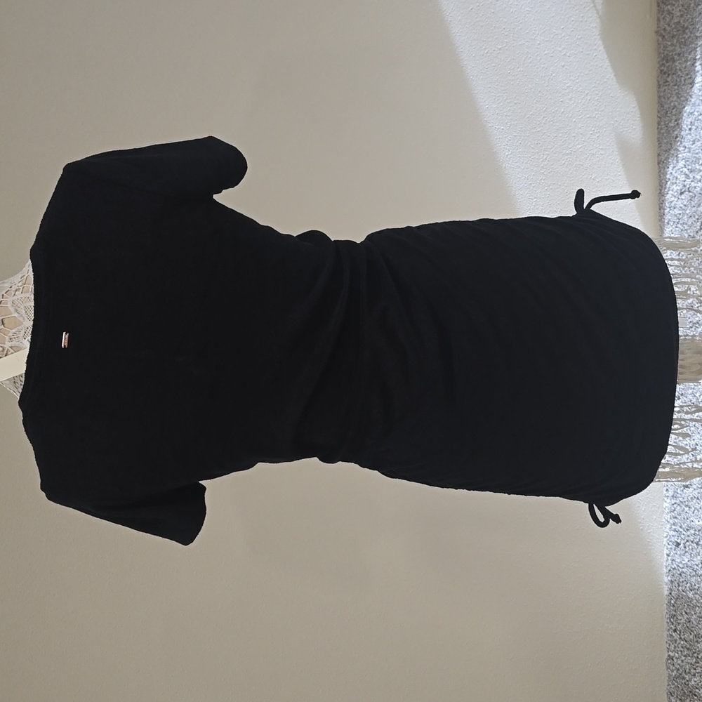VS Black Terry Ruched Sides Short Sleeves Sz M NWT - Picture 4 of 12
